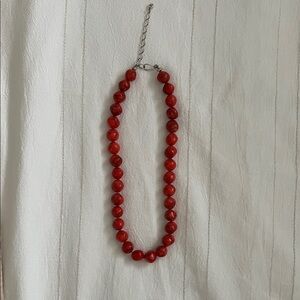 Jay King signed sterling red coral beaded necklace